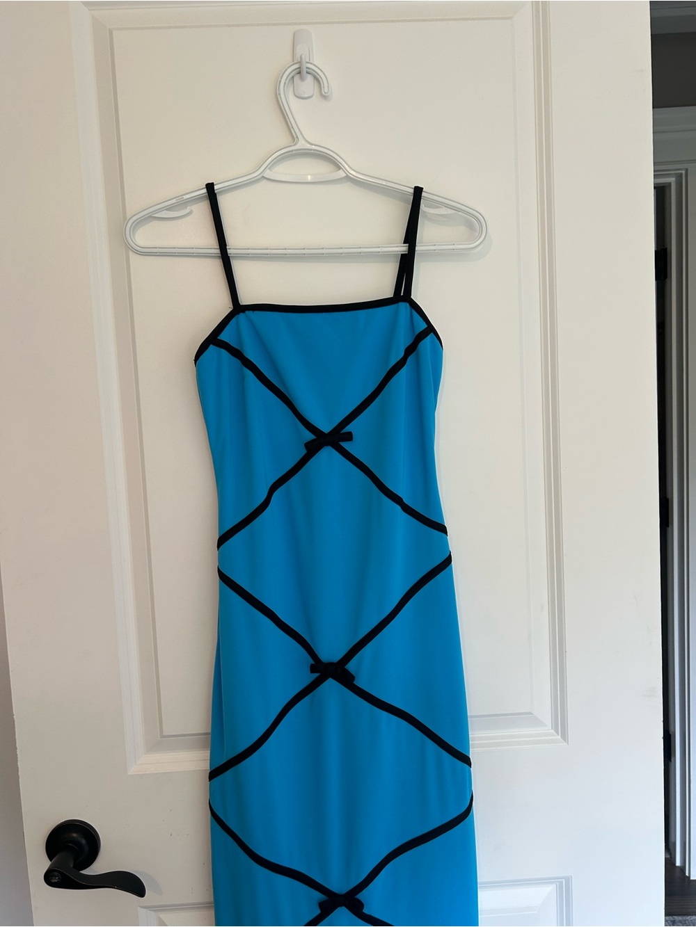 Vintage Betsy & Adam Blue Dress with Black Trim